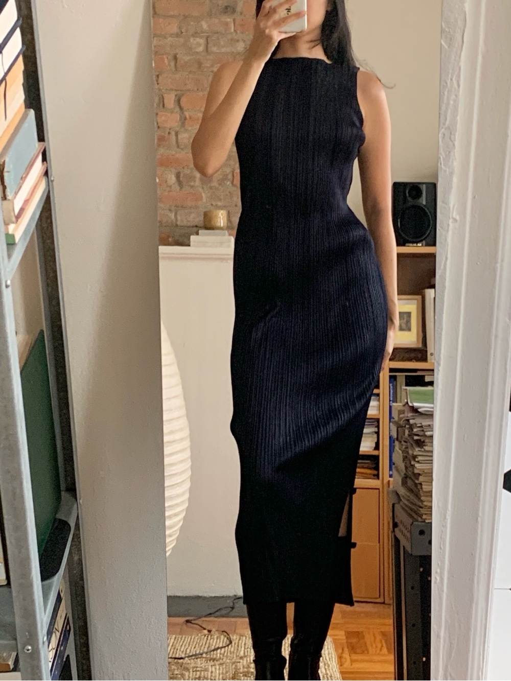 Issey Miyake Pleats Please Maxi Sleeveless Dress Dark Navy JP2